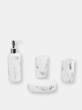 Load image into Gallery viewer, Marble Ceramic 4 Piece Bath Accessory Set, White