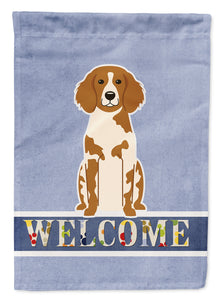 11" x 15 1/2" Polyester Brittany Spaniel Welcome Garden Flag 2-Sided 2-Ply