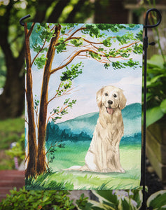 11 x 15 1/2 in. Polyester Under the Tree Golden Retriever Garden Flag 2-Sided 2-Ply