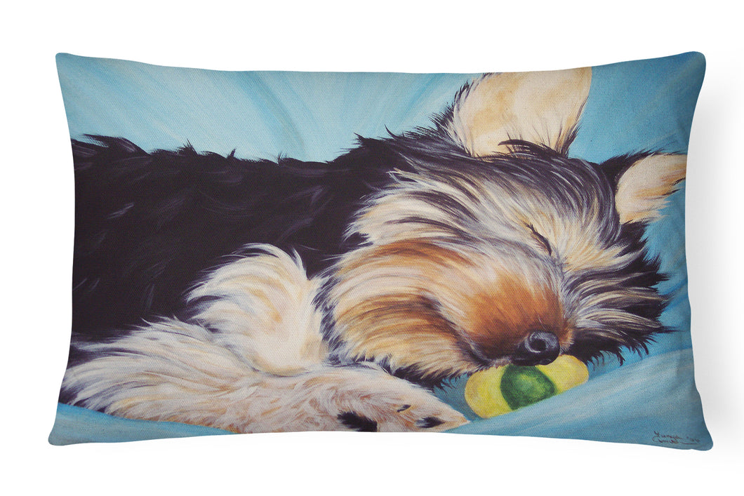 12 in x 16 in  Outdoor Throw Pillow Naptime Yorkie Yorkshire Terrier Canvas Fabric Decorative Pillow