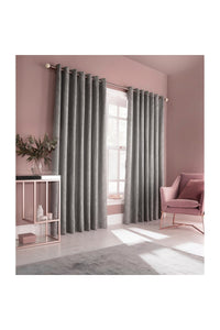 Furn Himalaya Jacquard Design Eyelet Curtains (Pair) (Silver) (90x54in)