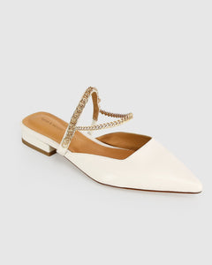 On The Go Leather Flat - Cream