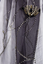 Load image into Gallery viewer, Organza Embellished Black Scarf