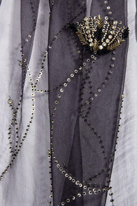 Organza Embellished Black Scarf