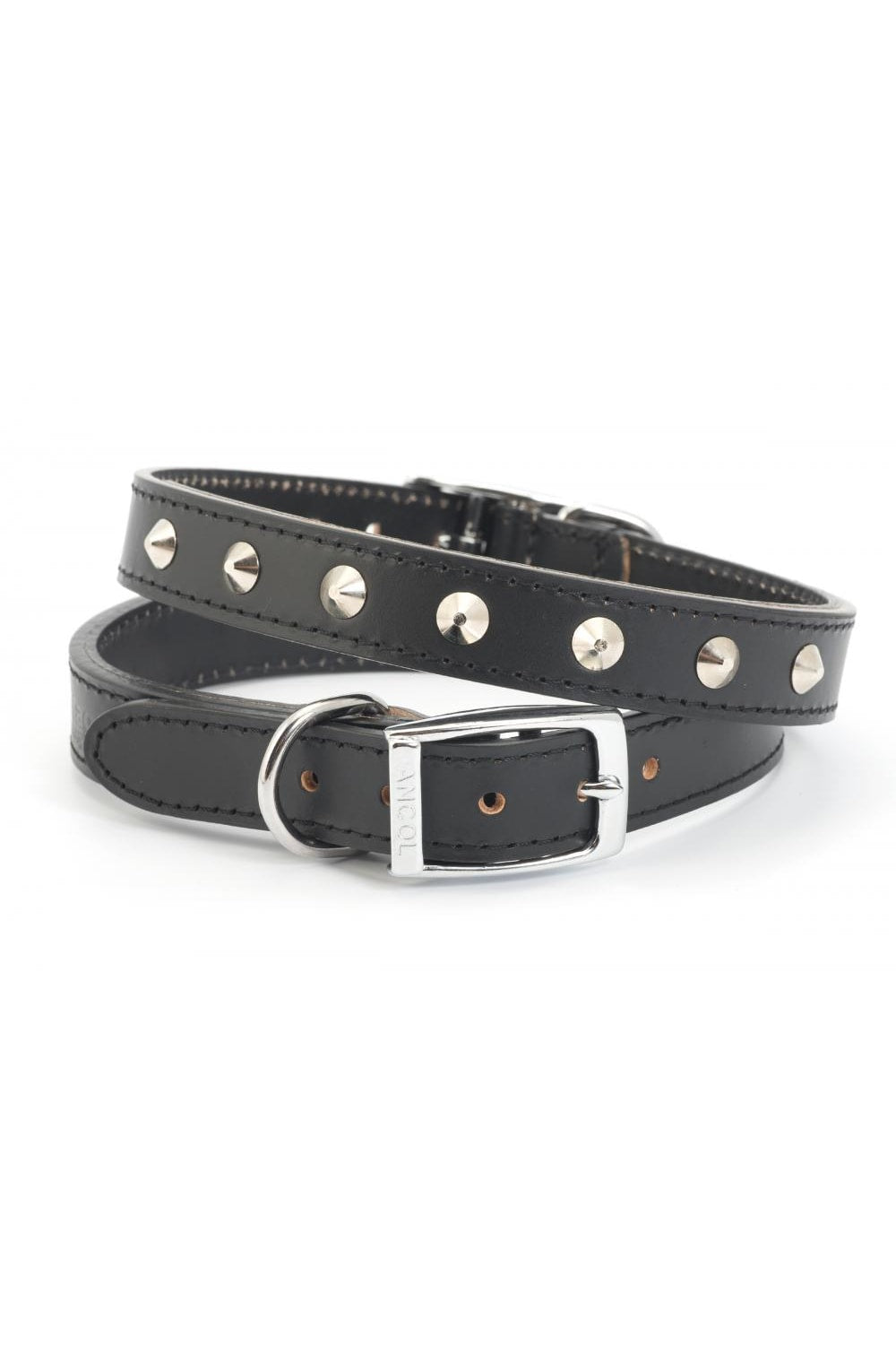 Ancol Leather Studded Dog Collar (Black) (20 Inch)