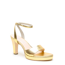 Load image into Gallery viewer, Gold Lo Platform Heel With Marilyn Strap