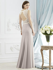 Lace Bodice Open-Back Trumpet Gown with Bow Belt - 2945