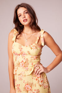 Ladies Of The Canyon Chartreuse Bra Cup Midi Dress