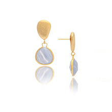 Load image into Gallery viewer, Blue Onyx Drop Plus Satin Pebble Earrings