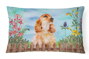 12 in x 16 in  Outdoor Throw Pillow Cocker Spaniel Spring Canvas Fabric Decorative Pillow