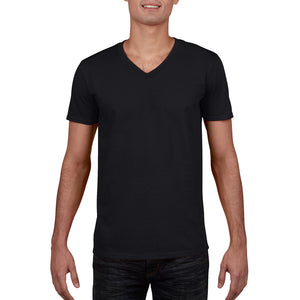 Gildan Mens Soft Style V-Neck Short Sleeve T-Shirt (Black)