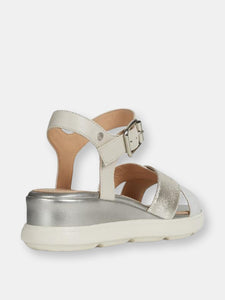 Womens/Ladies Pisa Leather Sandals - Silver/Off White