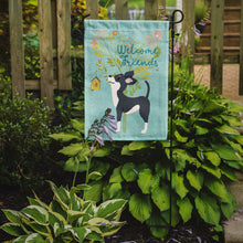 Load image into Gallery viewer, 11 x 15 1/2 in. Polyester Welcome Friends Black White Chihuahua Garden Flag 2-Sided 2-Ply