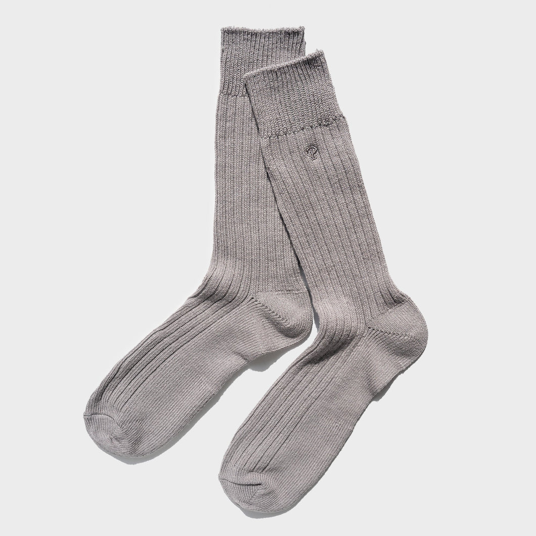Paper X Superwash Wool Rib Crew Socks - Grey