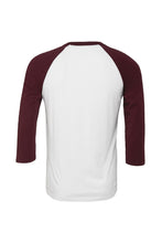 Load image into Gallery viewer, Mens 3/4 Sleeve Baseball T-Shirt - White/Maroon