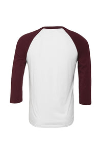 Mens 3/4 Sleeve Baseball T-Shirt - White/Maroon
