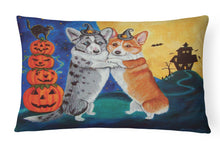 Load image into Gallery viewer, 12 in x 16 in  Outdoor Throw Pillow Corgi Halloween Scare Canvas Fabric Decorative Pillow