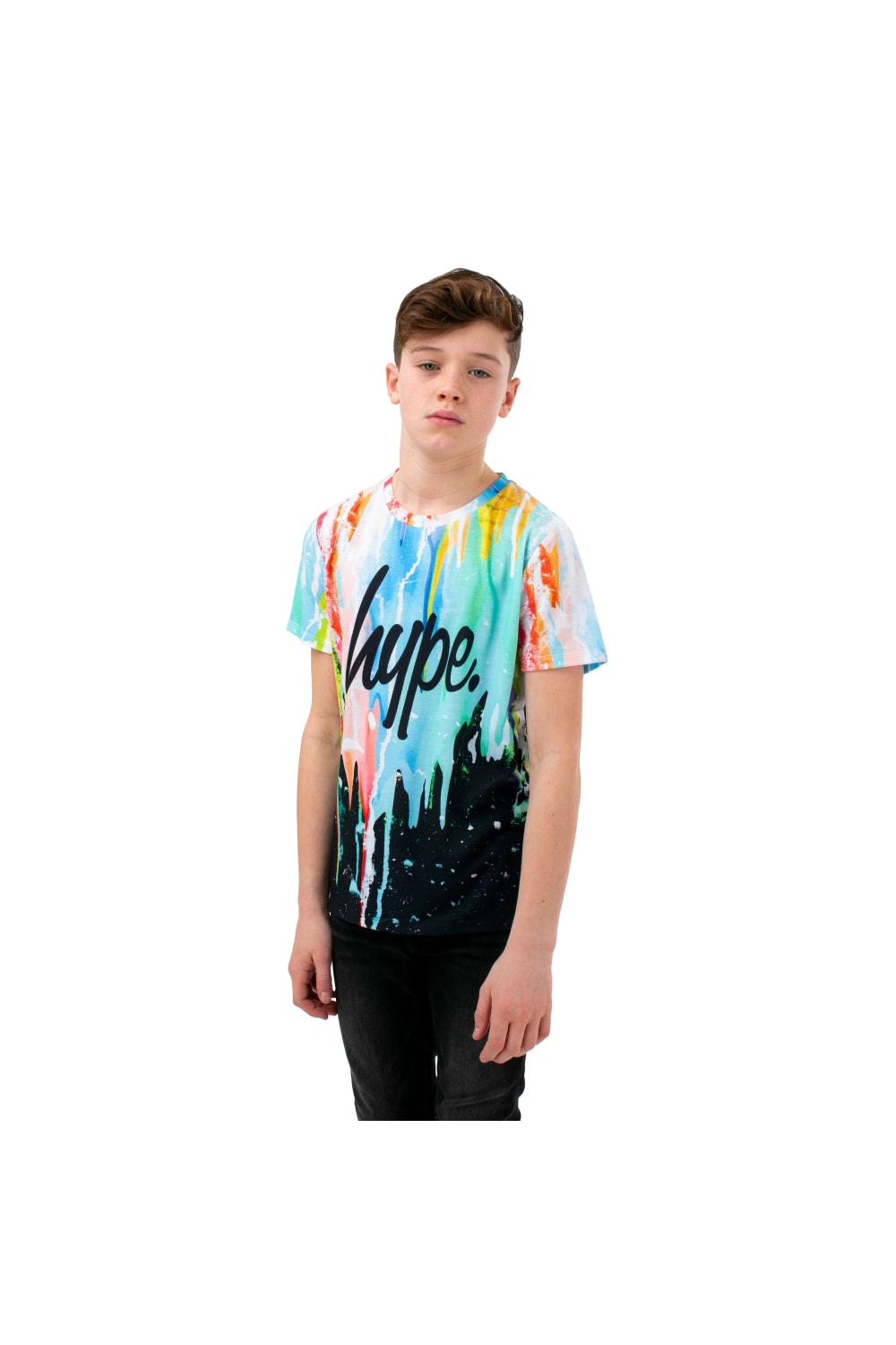 Boys Drips T-Shirt- Black/Yellow/Blue