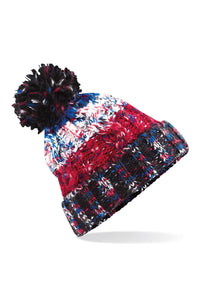 Unisex Adults Corkscrew Knitted Pom Pom Beanie Hat - Black Jacks