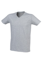 Load image into Gallery viewer, Skinni Fit Men Mens Feel Good Stretch V-neck Short Sleeve T-Shirt (Heather Grey)
