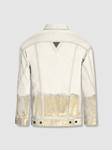 Longer Off-White Denim Jacket with Champagne Gold Foil