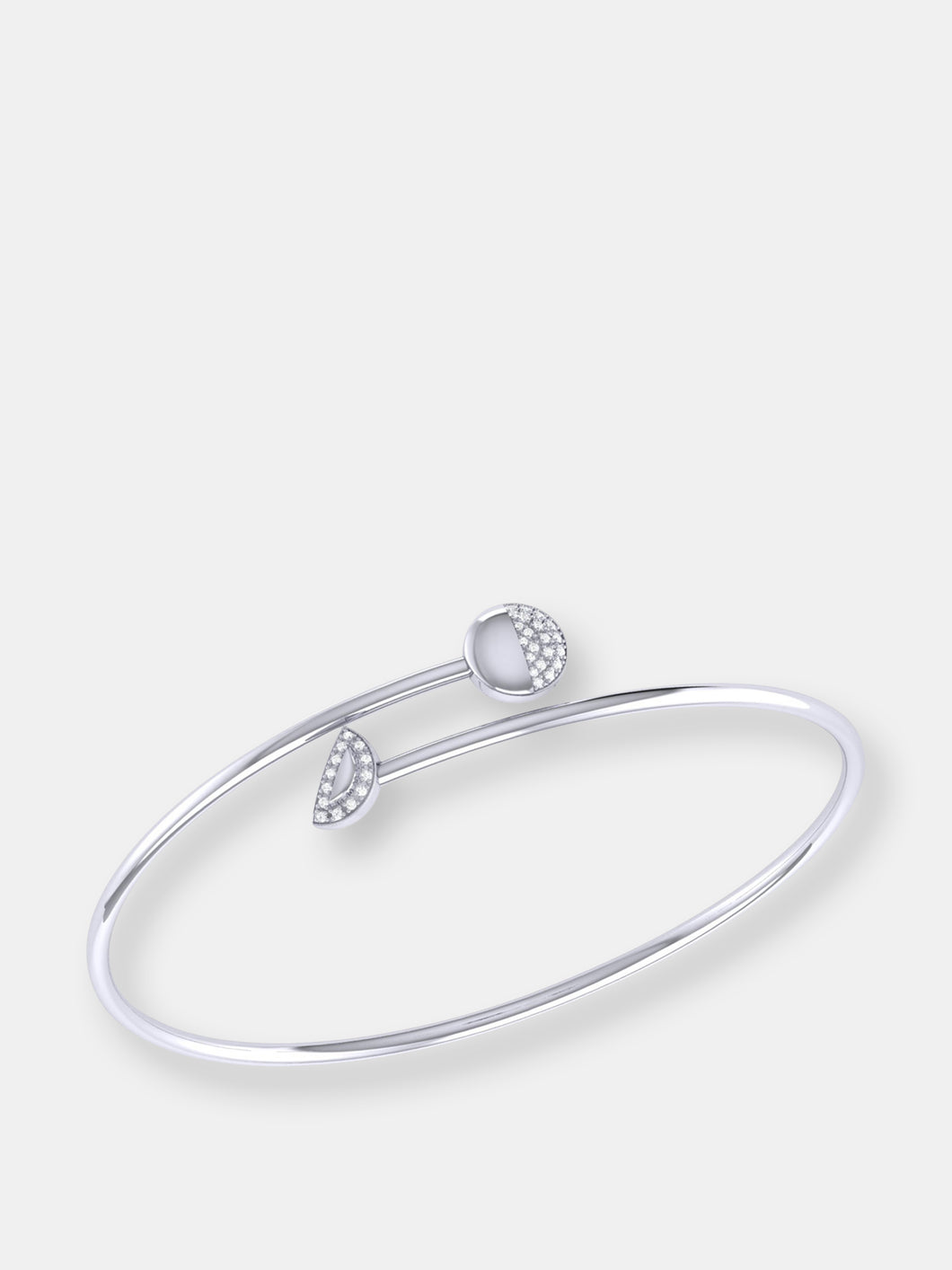 Moon Stages Adjustable Diamond Bangle in Sterling Silver