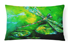 Load image into Gallery viewer, 12 in x 16 in  Outdoor Throw Pillow Dragonfly Summer Flies Canvas Fabric Decorative Pillow