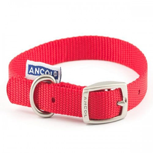 Ancol Nylon Dog Collar (Red) (16in)