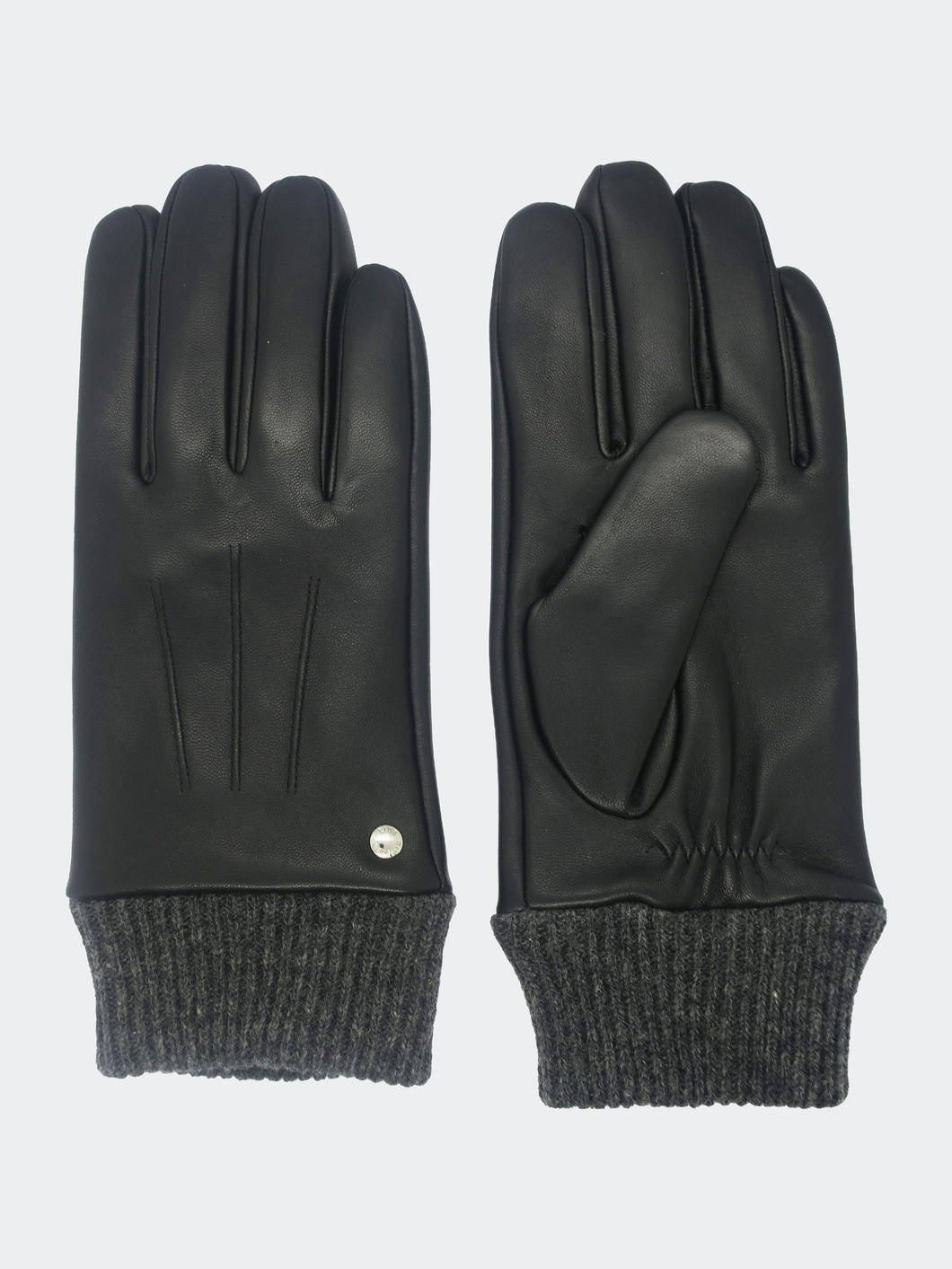 Mens Leather Glove With Cuff - Black