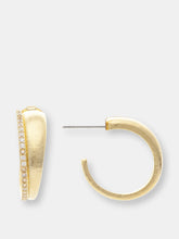 Load image into Gallery viewer, Satin Cubic Zirconia 1&quot; Hoop Earrings
