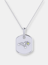 Load image into Gallery viewer, Leo Lion Peridot &amp; Diamond Constellation Tag Pendant Necklace In Sterling Silver
