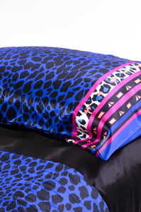 Blue Leopard 100% Silk Pillow Case