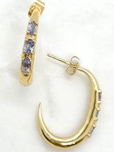 Load image into Gallery viewer, Mini Tapered Oval Hoops in Tanzanite