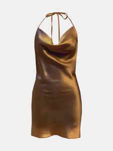 Bronze Goddess Slinky Mini Dress