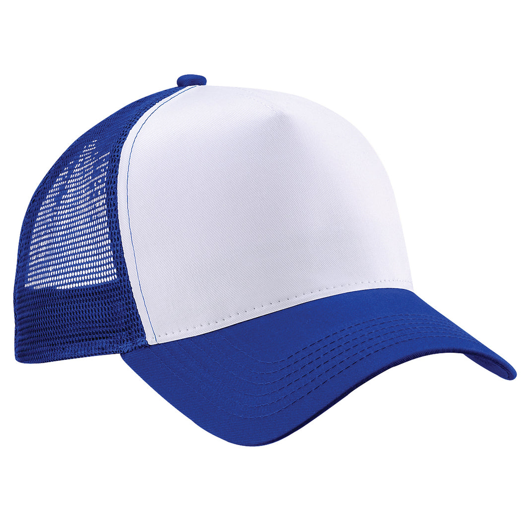 Mens Half Mesh Trucker Cap/Headwear - Bright Royal/White