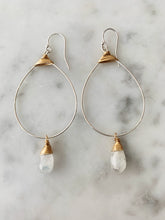 Load image into Gallery viewer, Small Featherweight Earring with Moonstone Drop