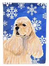 Load image into Gallery viewer, 11&quot; x 15 1/2&quot; Polyester Cocker Spaniel Winter Snowflakes Holiday Garden Flag 2-Sided 2-Ply