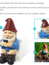 Load image into Gallery viewer, Sunnydaze Cody Reading a Phone on the Throne Outdoor Garden Gnome - 9.5 in