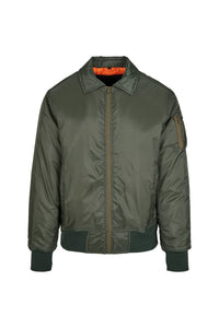 Build Your Brand Mens Collared Bomber Jacket (Dark Olive)