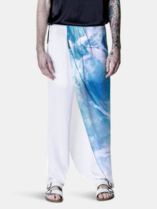 Skirt Pant in White & Pacific Surf Crepe