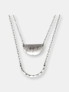 Double Layer Modern Style Necklace in Silver