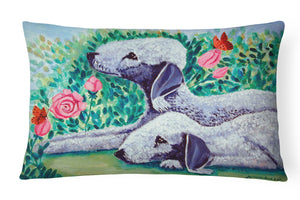 12 in x 16 in  Outdoor Throw Pillow Bedlington Terrier Canvas Fabric Decorative Pillow
