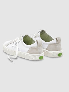 CATIBA Low Off White Leather Ice Suede Accents Sneaker Men