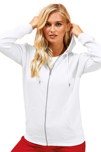 Asquith & Fox Womens Zip-Through Organic Hoodie (White)