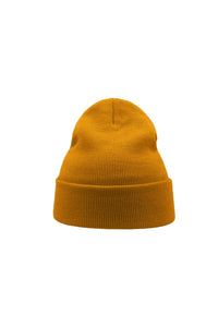 Wind Double Skin Beanie With Turn Up - Mustard