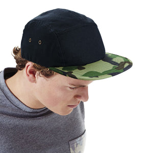 Beechfield Camouflage 5 Panel Baseball Cap (Pack of 2) (Black/ Jungle Camo)