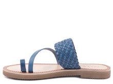 Load image into Gallery viewer, Isidora Blue Braided Leather Flat Sandal