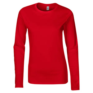 Gildan Ladies Soft Style Long Sleeve T-Shirt (Red)