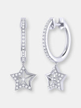 Load image into Gallery viewer, Lucky Star Diamond Hoop Earrings In Sterling Silver