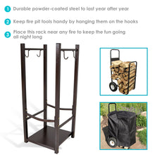 Load image into Gallery viewer, 32&quot; Firewood Rack Log Storage Tool Holders Storage Black Steel Accessory